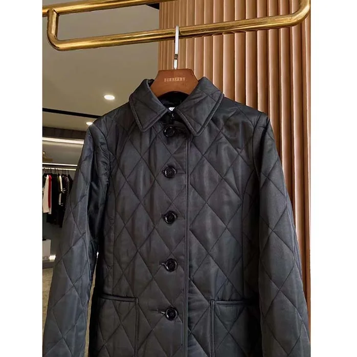 Burberry BBR Black Diamond Quilted Thermoregulated Jacket for Women