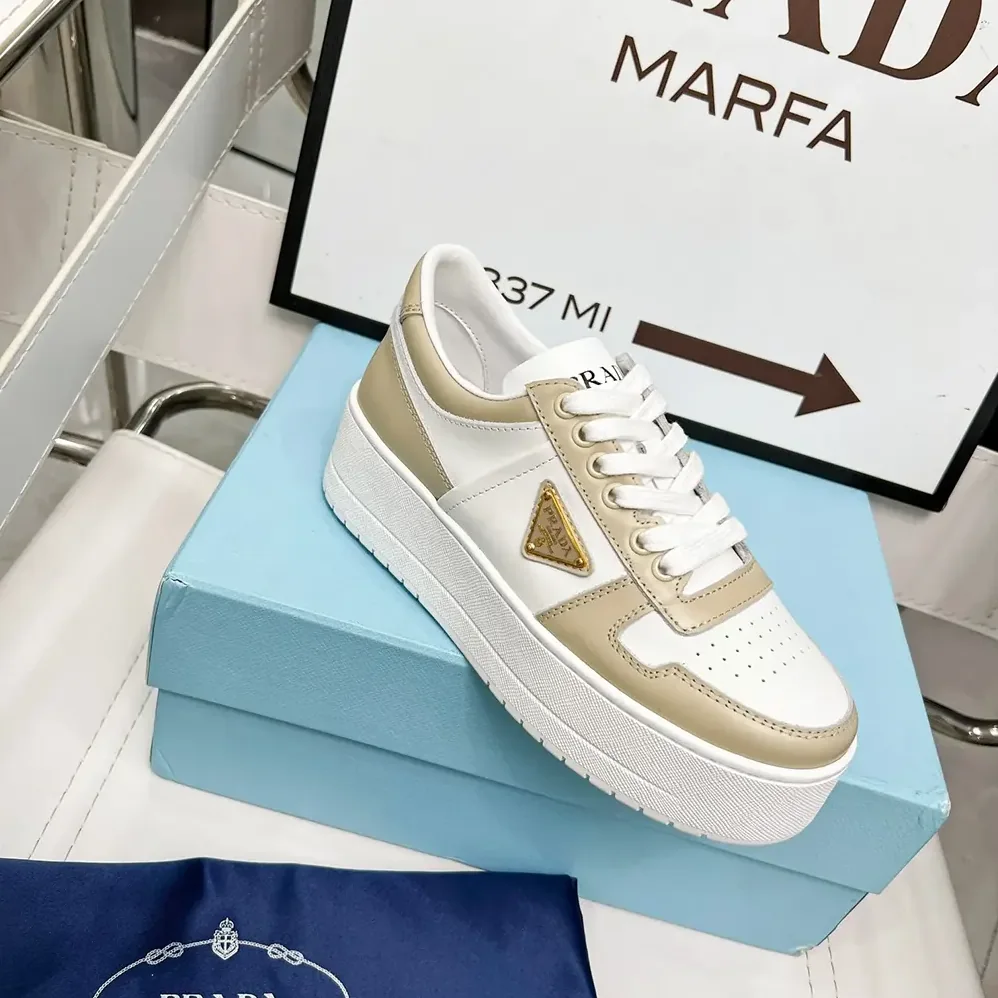 Prada Downtown Bold Leather Sneakers for Women