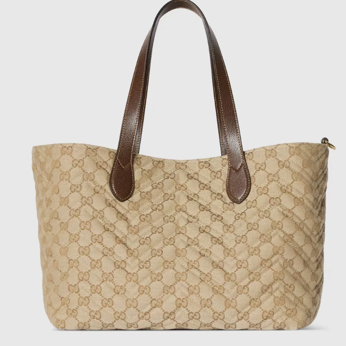 Gucci Marmont Medium Tote Bag / Sand/ Dark Brown Gold Hardware