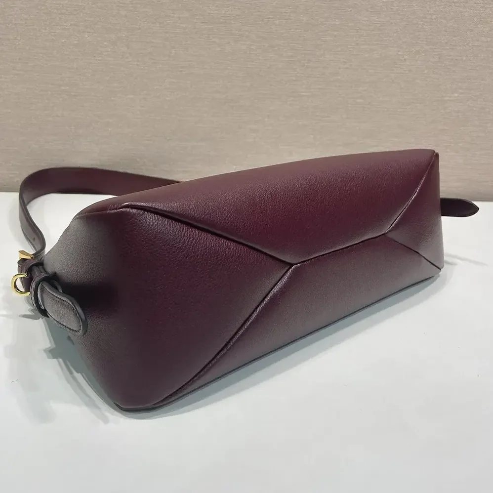 Prada Aimée Medium Leather Shoulder Bag for Women in Maroon