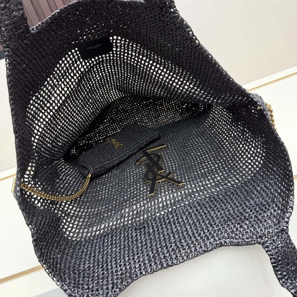 Saint Laurent YSL Icare In Raffia Black for Women Saint Laurent YSL Icare In Raffia Black for Women