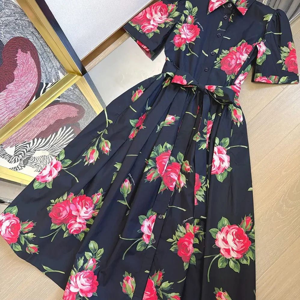 Dolce Gabbana D&G Rose Bouquet for Women in Print Poplin Shirt Dress