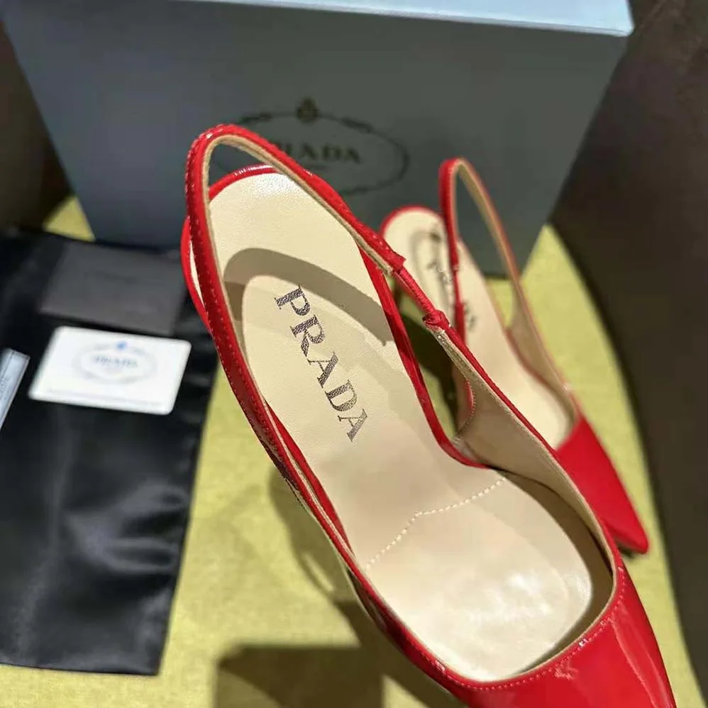 Prada Patent Leather Slingbacks for Women in Red Prada Patent Leather Slingbacks for Women in Red