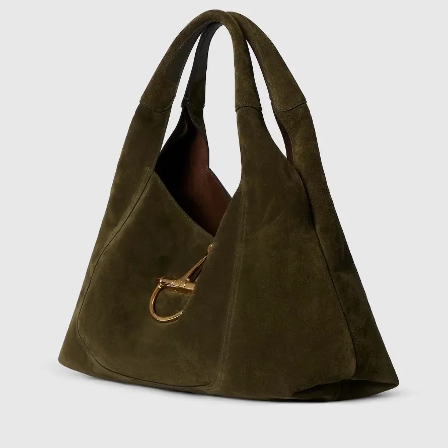 Gucci Softbit Maxi Shoulder Bag / Forest Green Suede Gold Hardware Gucci Softbit Maxi Shoulder Bag / Forest Green Suede Gold Hardware