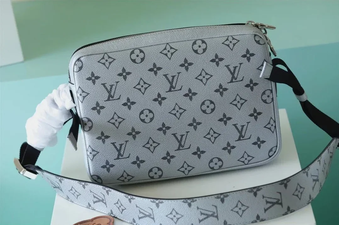 Louis Vuitton Outdoor Messenger Bag Monogram in Taiga Gunmetal Grey /