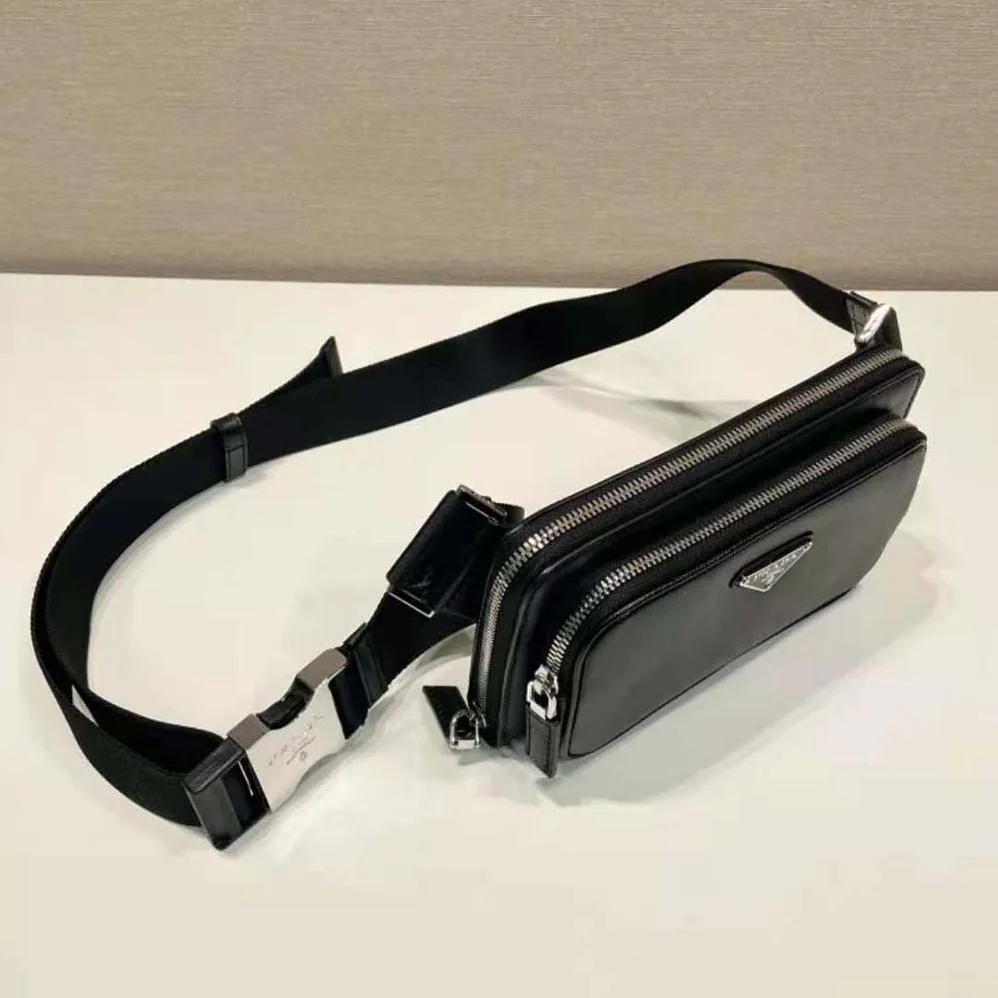 Prada Saffiano Leather Belt Bag for Men in Black Prada Saffiano Leather Belt Bag for Men in Black