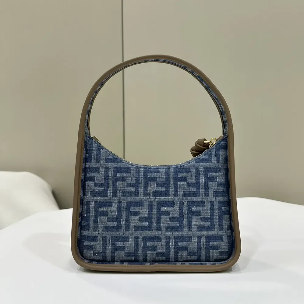 Fendi Mini Fendessence Light Blue FF Denim Fabric Mini Bag for Women