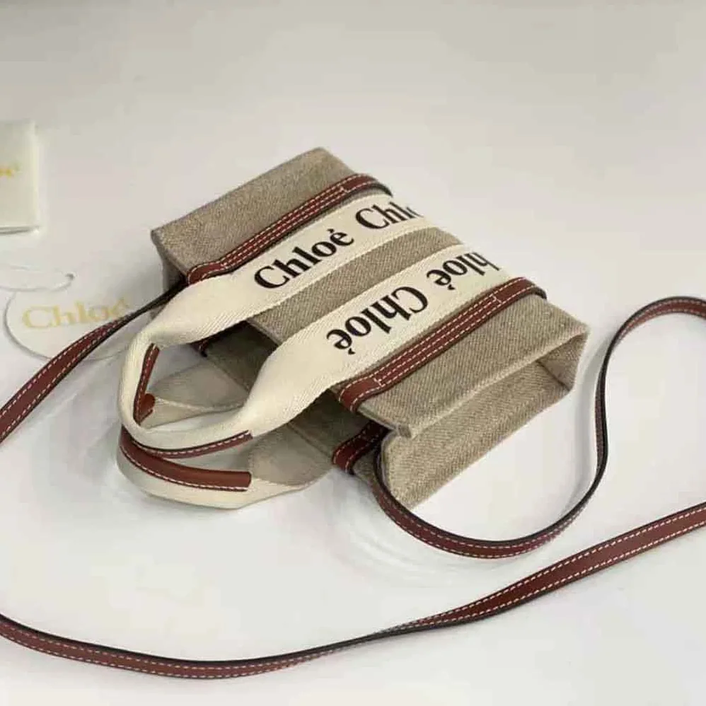 Chloe Mini Woody Tote Bag for Women in Brown
