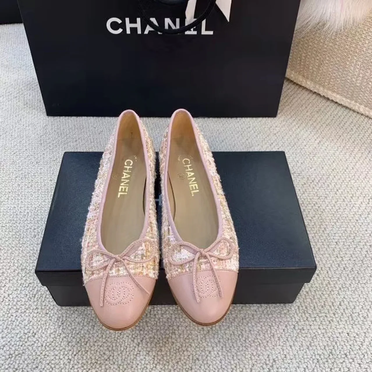 Chanel Ballerina Logo Shoes White