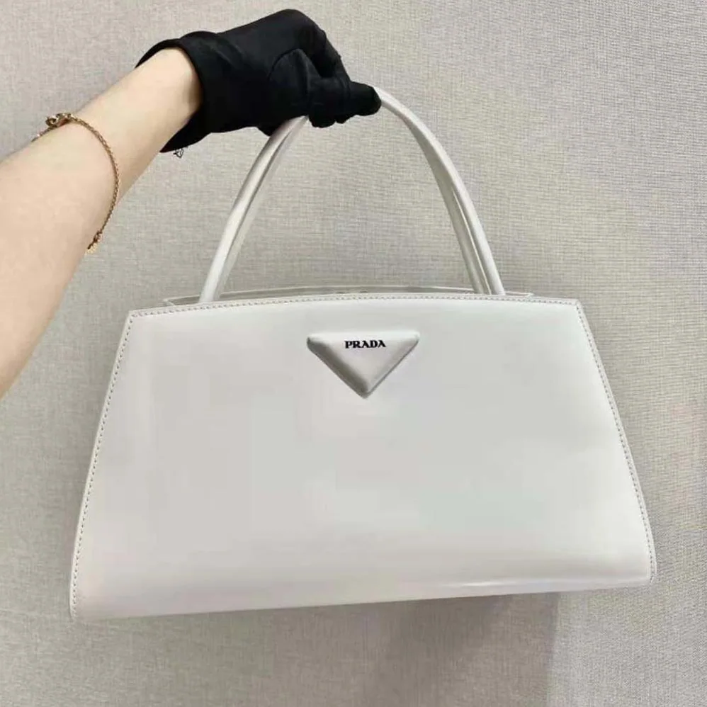 Prada Brushed Leather Handbag for Women in White