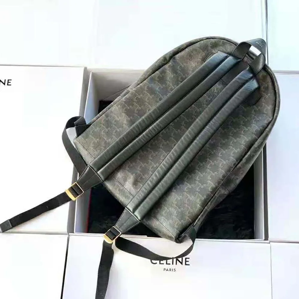 Celine Medium Backpack in Triomphe Canvas and Calfskin for Women Celine Medium Backpack in Triomphe Canvas and Calfskin for Women
