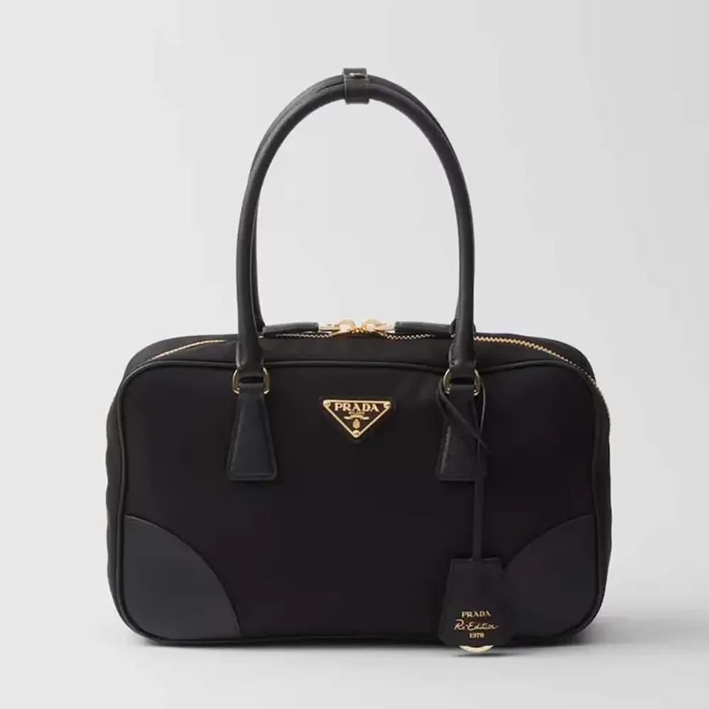 Prada Re-Edition 1978 Medium Re-Nylon and Saffiano Leather Two-handle Bag for Women in Black