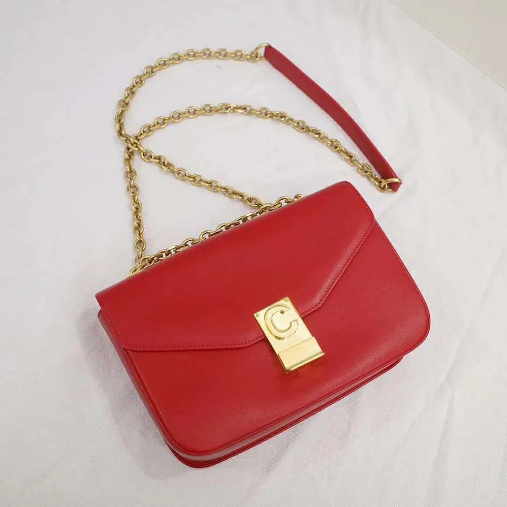 Celine Medium C Bag in Shiny Calfskin Leather for Women in Red Celine Medium C Bag in Shiny Calfskin Leather for Women in Red