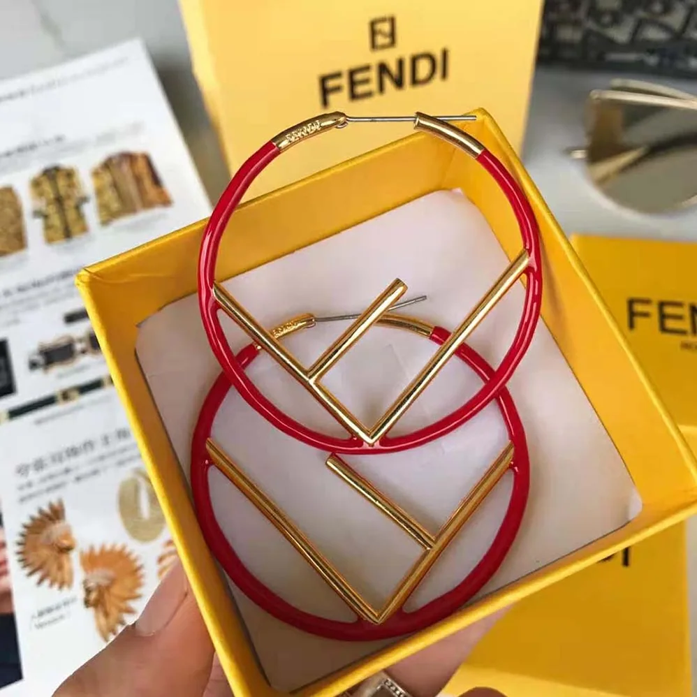 Fendi F is Fendi Earrings Gold Colored Earrings for Women in Red Fendi F is Fendi Earrings Gold Colored Earrings for Women in Red