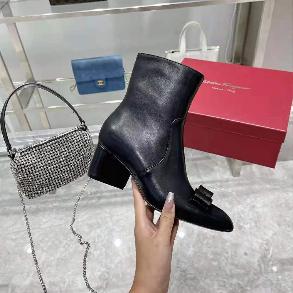 Salvatore Ferragamo Viva Bootie in 55mm Heel for Women in Black Salvatore Ferragamo Viva Bootie in 55mm Heel for Women in Black