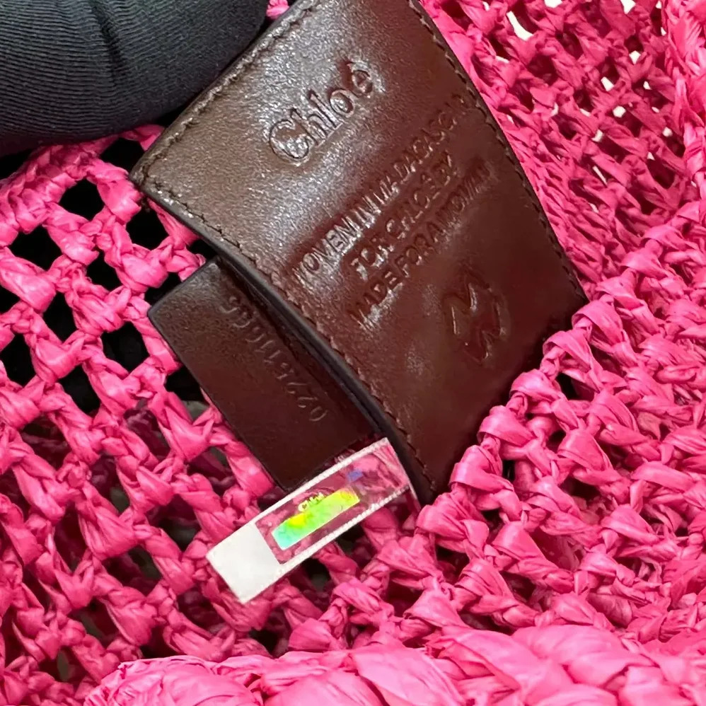 Chloe Summer Banana Tote Bag In Raffia for Women in Rose Chloe Summer Banana Tote Bag In Raffia for Women in Rose