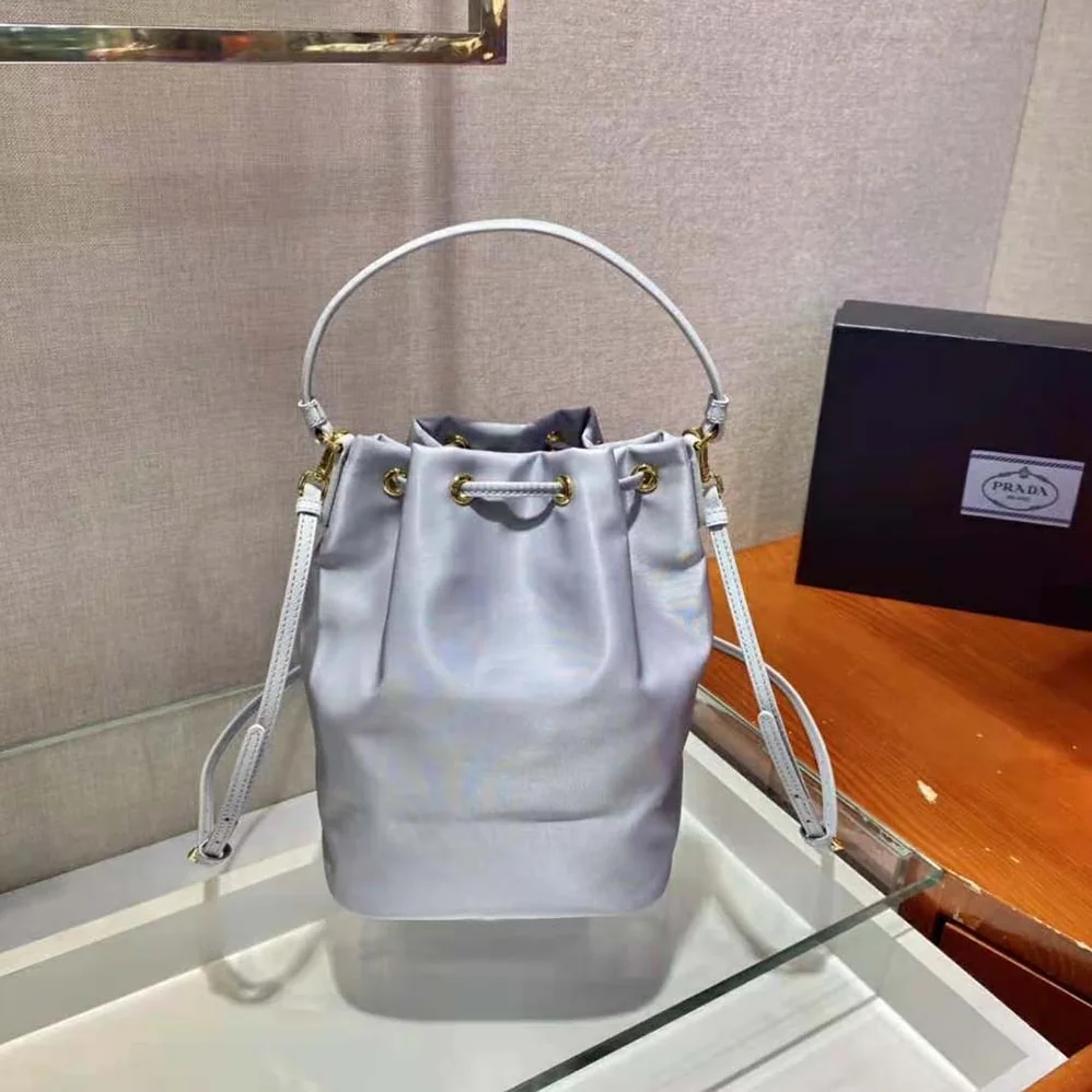 Prada Duet Re-Nylon Bucket Bag for Women in Blue Prada Duet Re-Nylon Bucket Bag for Women in Blue