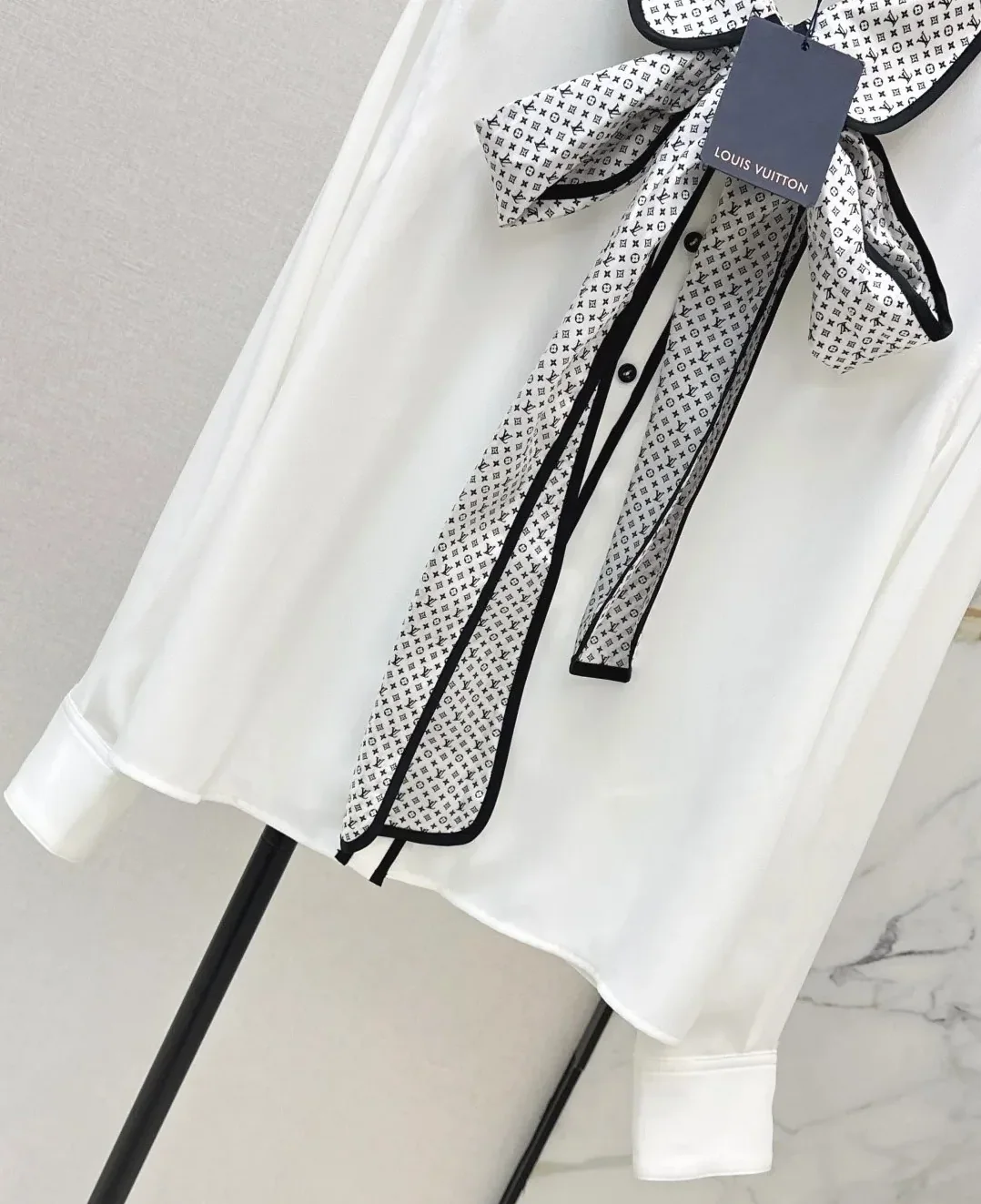 Louis Vuitton Monogram Bow Blouse White Louis Vuitton Monogram Bow Blouse White