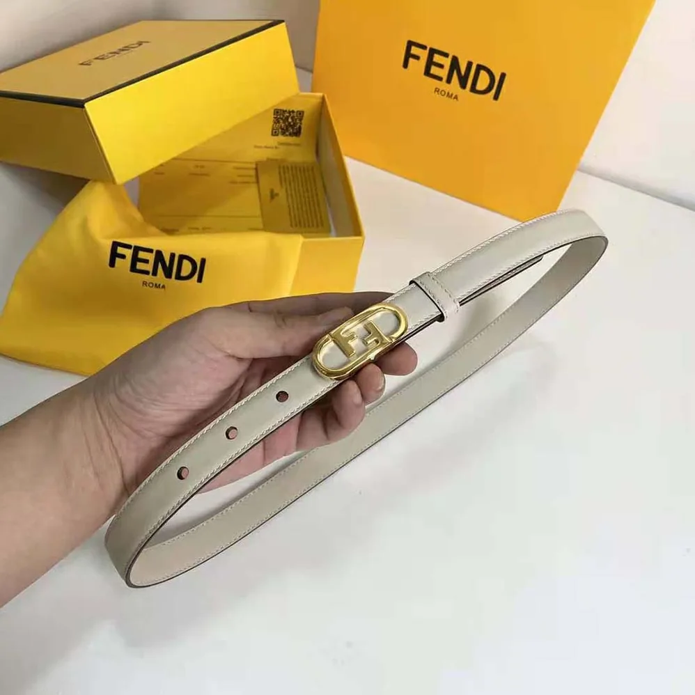 Fendi Narrow Belt with Loop and Fendi O Lock Stud Buckle for Women