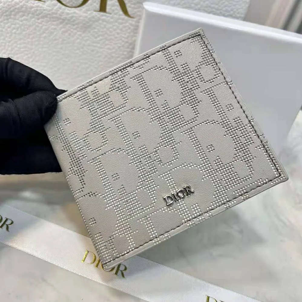 Dior Wallet Gray Dior Oblique Galaxy Leather for Men Dior Wallet Gray Dior Oblique Galaxy Leather for Men
