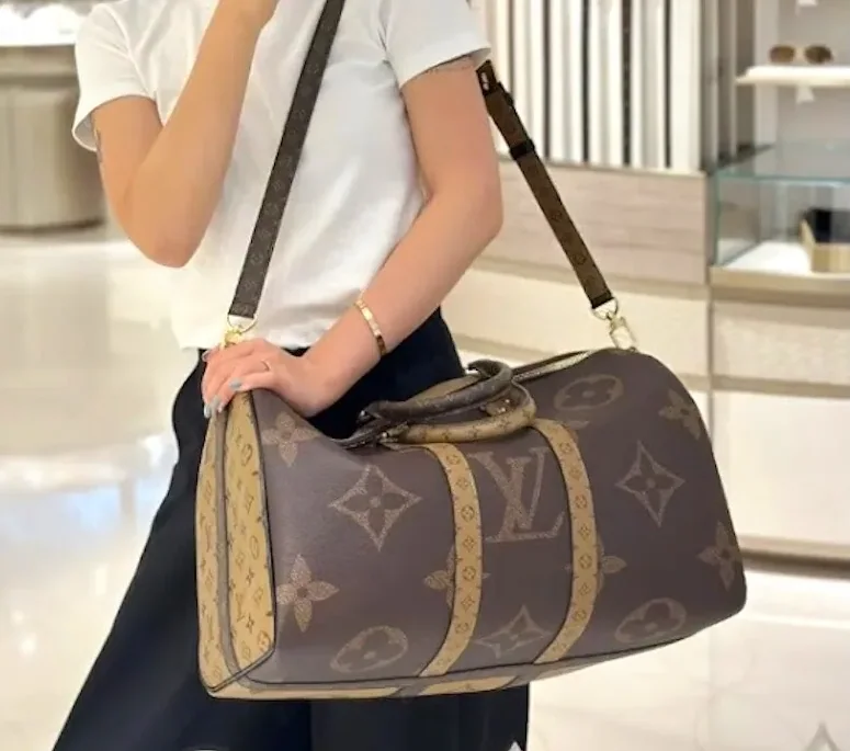 Louis Vuitton Keepall Bandouliere 45 Travel Bag in Brown Gold Hardware Louis Vuitton Keepall Bandouliere 45 Travel Bag in Brown Gold Hardware