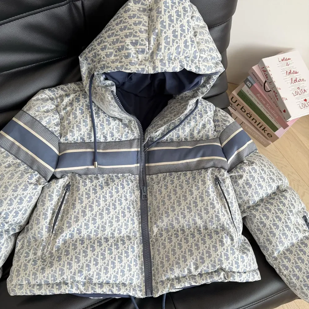 Dior DiorAlps Cropped Puffer Jacket with Hood Blue and White Dior Oblique Quilted Technical Taffeta for Men
