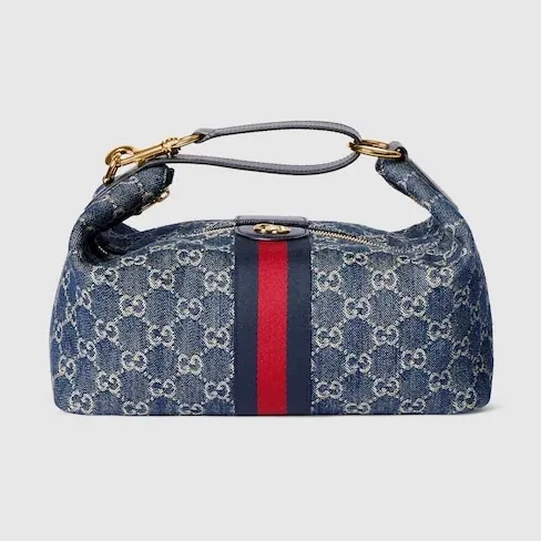 Gucci Vanity Medium Top Handle Bag / Blue/ White Light Gold Hardware Gucci Vanity Medium Top Handle Bag / Blue/ White Light Gold Hardware