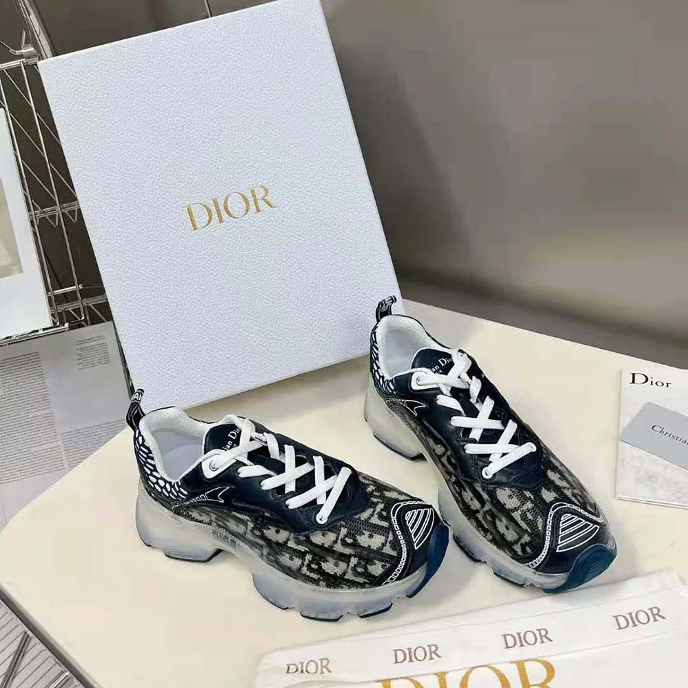Dior Vibe Sneaker Deep Blue Dior Oblique Technical Fabric and Transparent Rubber for Women