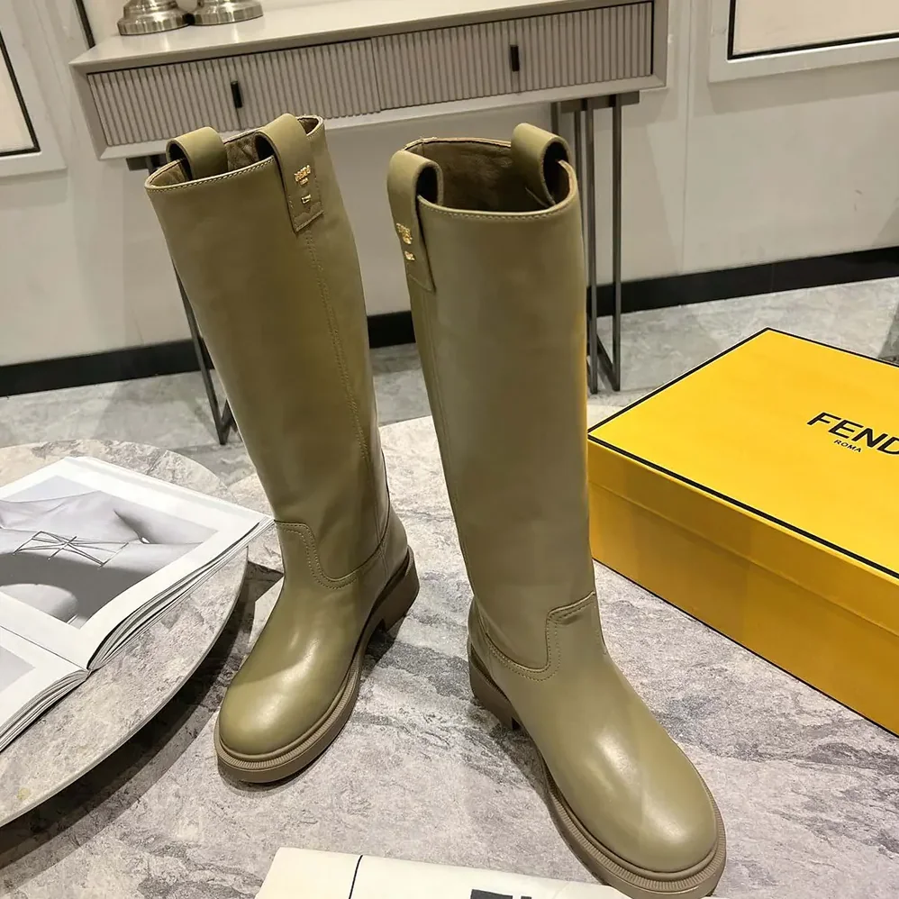 Fendi Fendi Filo Green Leather Boots for Women Fendi Fendi Filo Green Leather Boots for Women