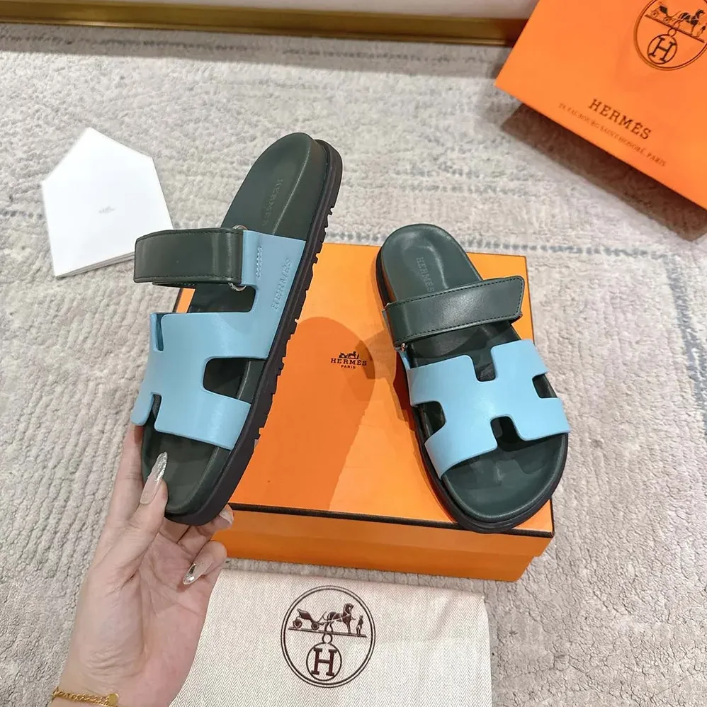 Hermes Chypre Sandal for Unisex in Green/Blue
