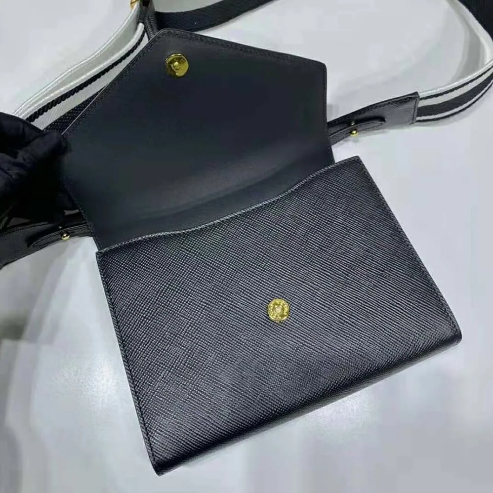 Prada Monochrome Saffiano and Leather Bag for Women in Black