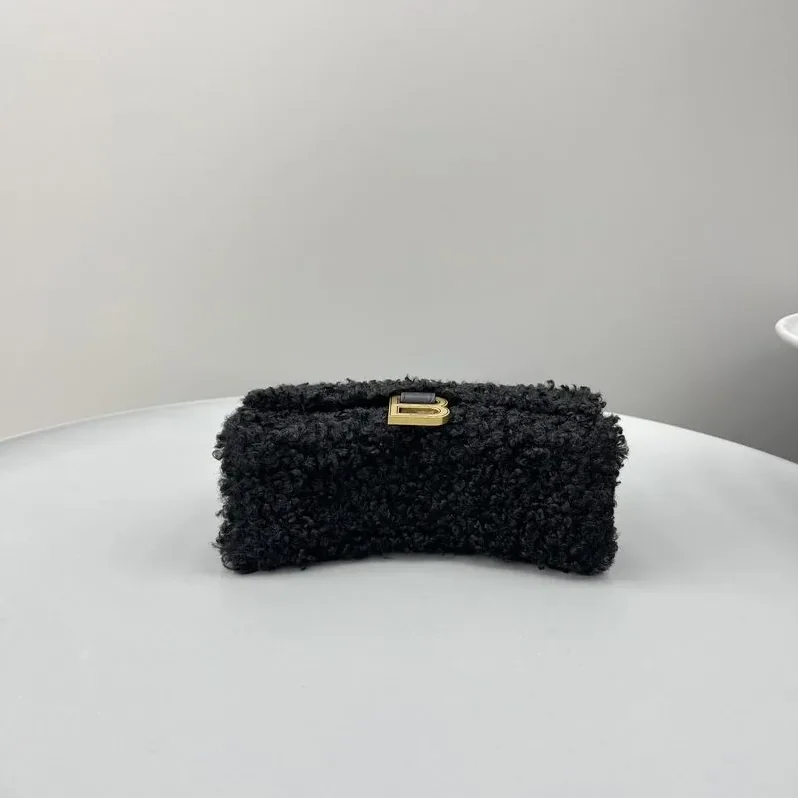 Furry Hourglass Small Handbag Black in Grey/Pink / Furry Hourglass Small Handbag Black in Grey/Pink /