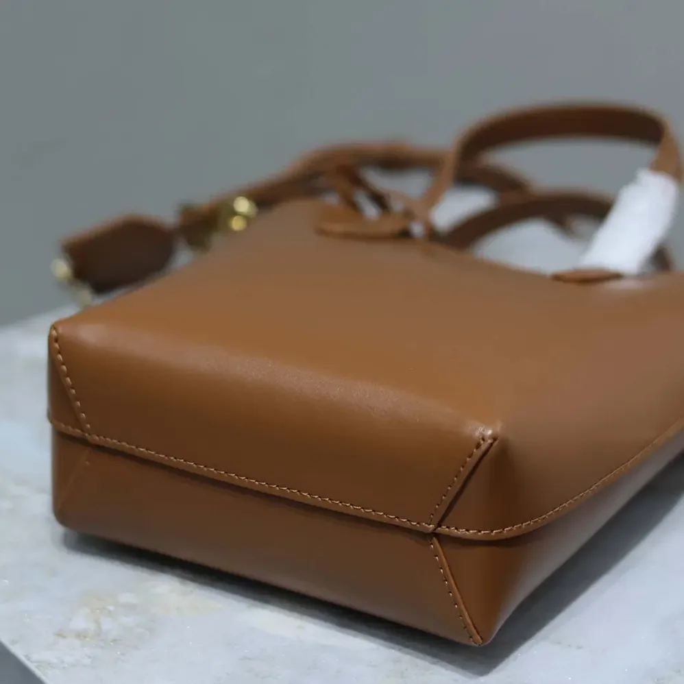 Saint Laurent YSL Mini Toy Shopping Saint Laurent in Box Leather for Women in Brown