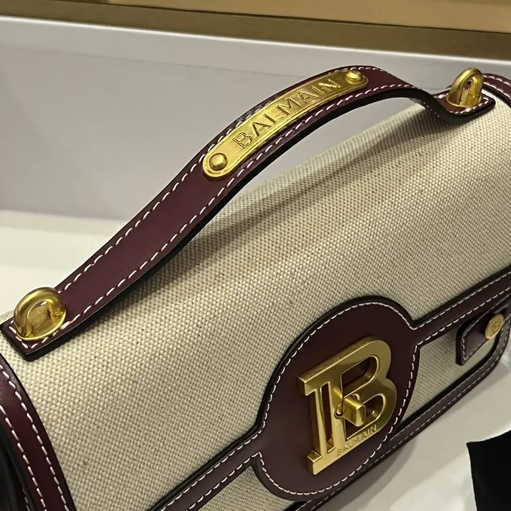 Balmain B Buzz 24 Canvas and Leather Bag for Women Balmain B Buzz 24 Canvas and Leather Bag for Women