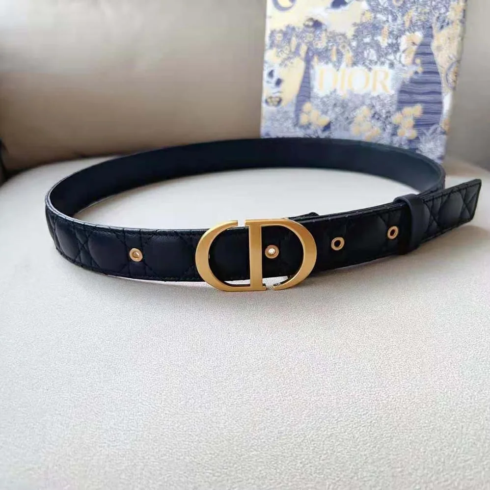 Dior 30 Montaigne Belt Black Cannage Calfskin 30 MM for Women