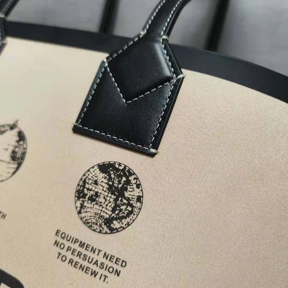 Burberry Label Print Cotton and Leather Small London Tote Bag for Women