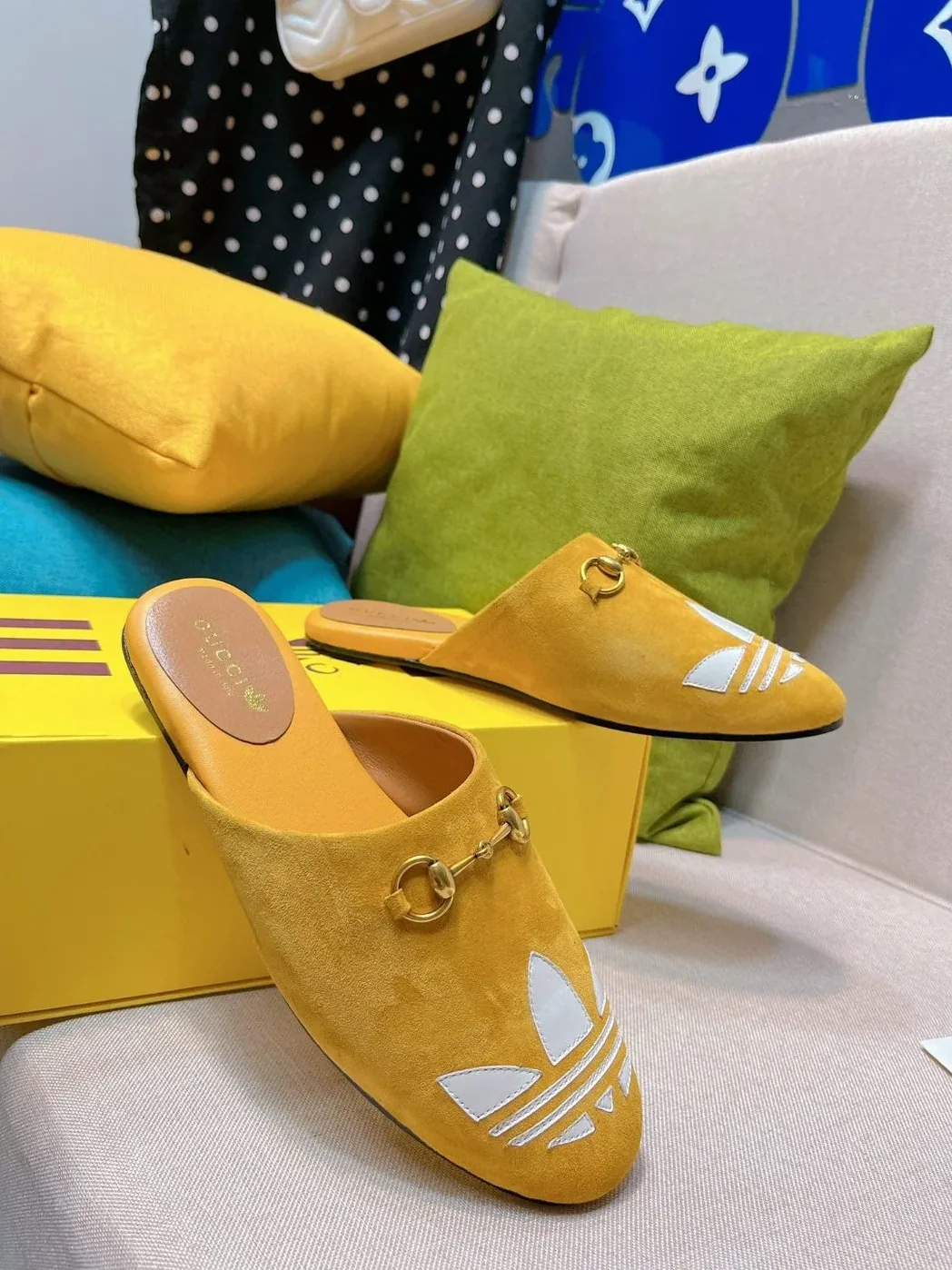 Gucci x Adidas GG Trefoil Slipper Yellow for Women Gucci x Adidas GG Trefoil Slipper Yellow for Women
