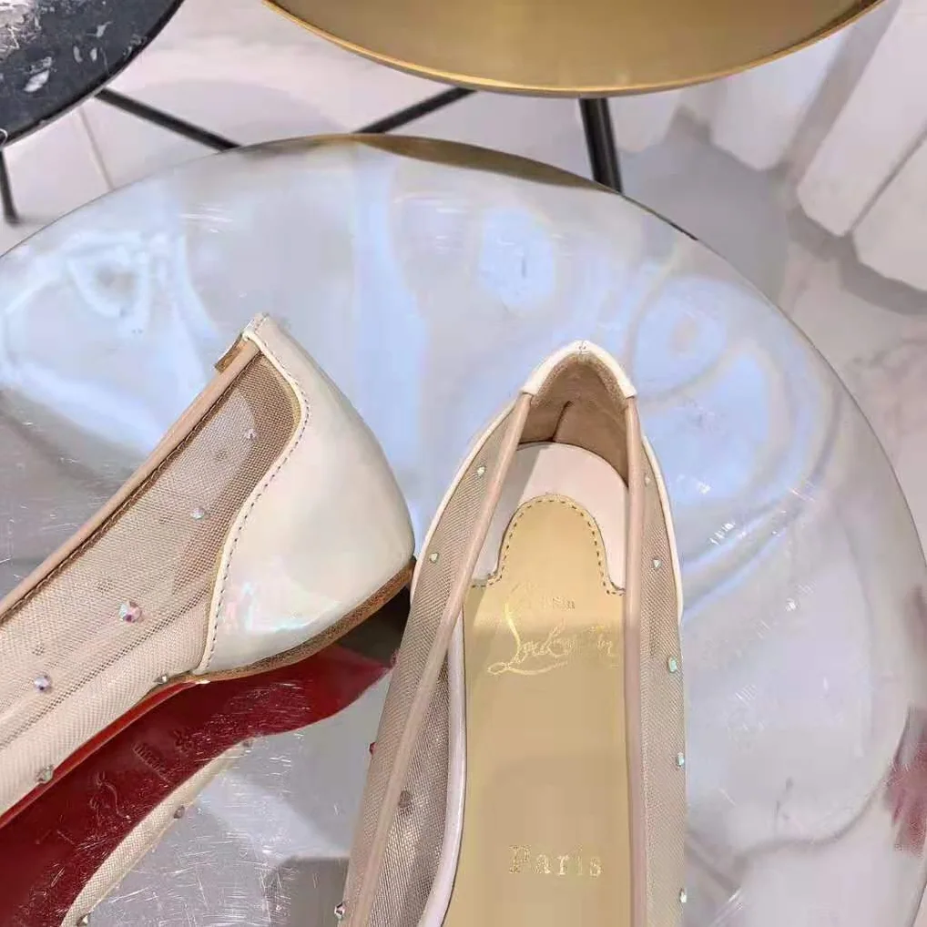 Christian Louboutin Follies Strass Ballet Flat for Women in White Christian Louboutin Follies Strass Ballet Flat for Women in White
