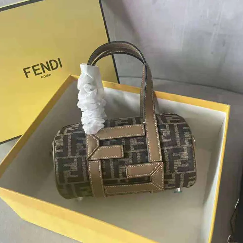 Fendi Mini Bag Brown FF Fabric Bag for Men Fendi Mini Bag Brown FF Fabric Bag for Men