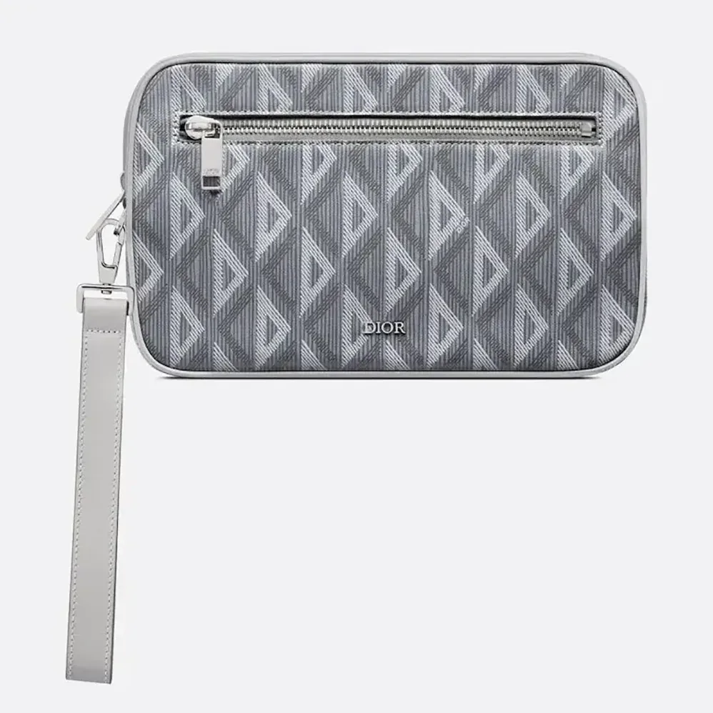 Dior Toiletry Bag Dior Gray CD Diamond Canvas for Men Dior Toiletry Bag Dior Gray CD Diamond Canvas for Men