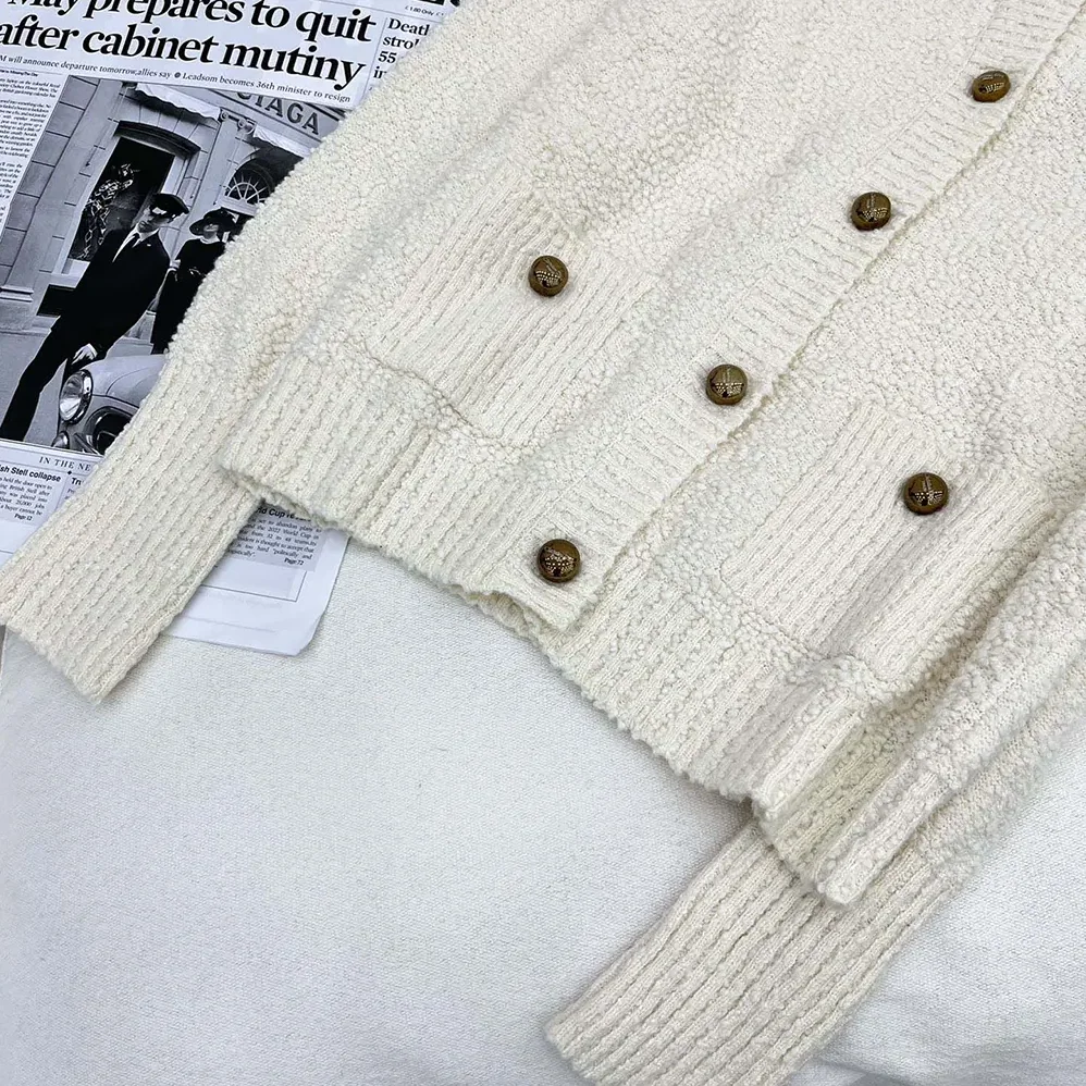 Dior Twinset Ecru Cotton and Wool for Women in Blend Knit