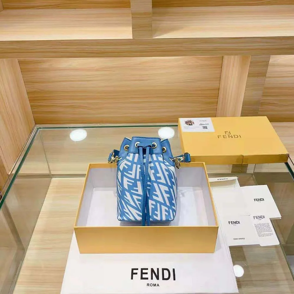 Fendi Mon Tresor Glazed Canvas Mini-Bag for Women in Blue Fendi Mon Tresor Glazed Canvas Mini-Bag for Women in Blue