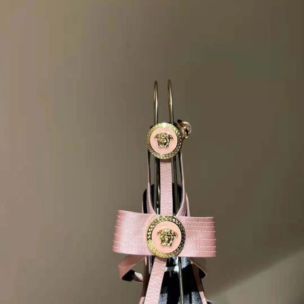 Versace Gianni Ribbon Cage Satin Pumps for Women in Pink