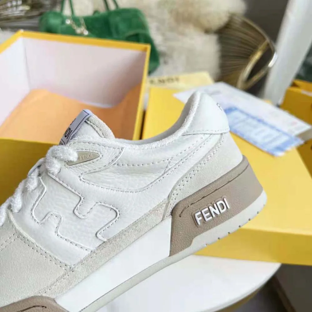 Fendi Match White Suede Low Tops for Unisex Fendi Match White Suede Low Tops for Unisex
