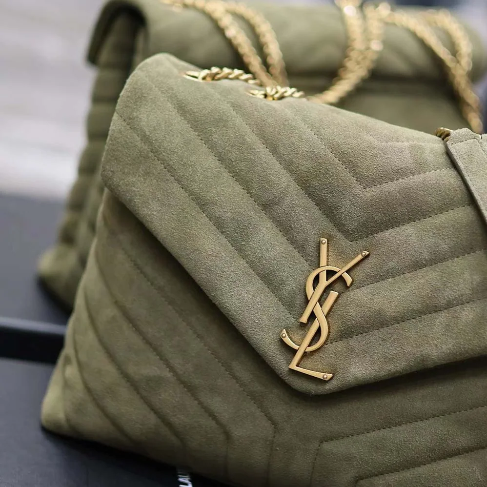 Saint Laurent YSL Loulou Medium in Quilted “Y” Suede for Women in Green Saint Laurent YSL Loulou Medium in Quilted “Y” Suede for Women in Green