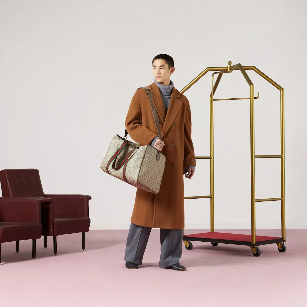 Gucci Large Duffle Bag With Web Beige / Gucci Large Duffle Bag With Web Beige /