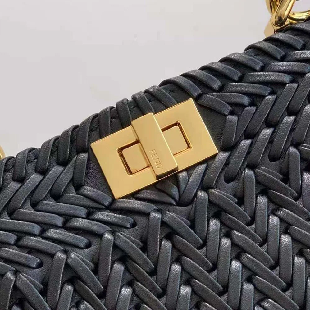 Fendi Peekaboo ISeeU Petite Black Padded Calfskin Leather Bag for Women