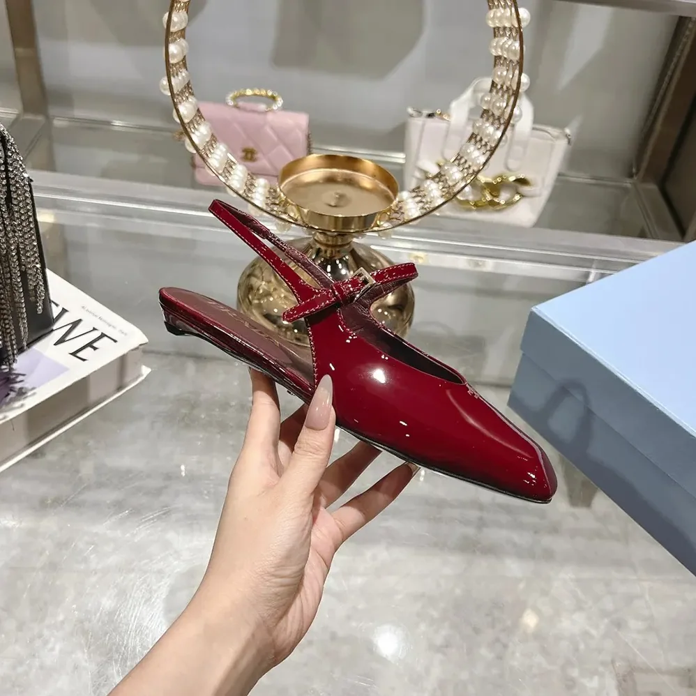 Prada Patent Leather Slingback Ballerinas for Women in Red Prada Patent Leather Slingback Ballerinas for Women in Red