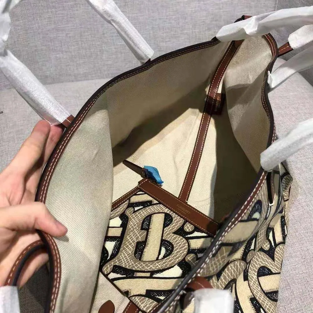 Burberry Mini Monogram Print E-canvas Beach Tote for Women in Brown