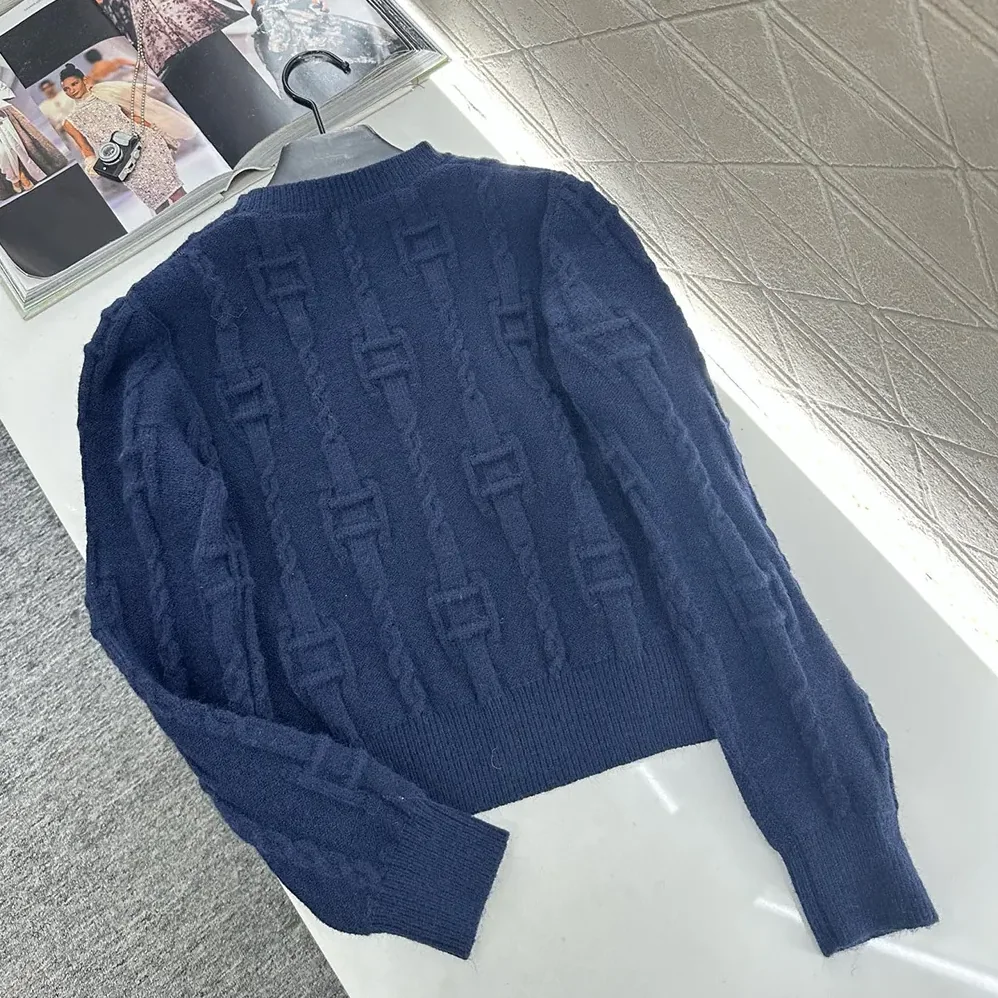 Celine Crewneck Sweater in Chains Cashmere for Men in Navy Celine Crewneck Sweater in Chains Cashmere for Men in Navy